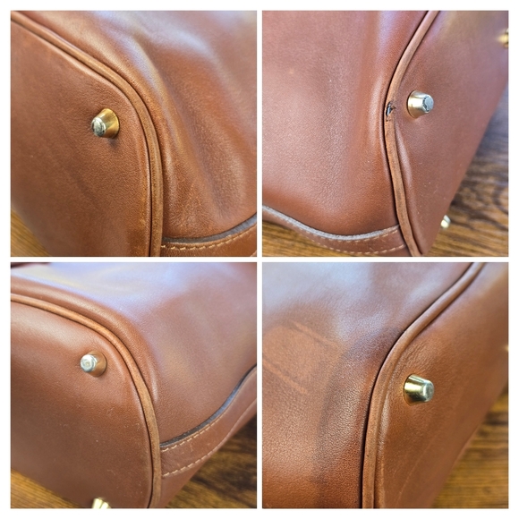 Burberry's Vintage Brown Leather Shoulder Bag Gold Crest Medallion Authentic COA - Picture 6 of 12